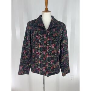 MOLLY & MAXX Women’s Multicolor Brocade Front Zip Jacket Sz XL